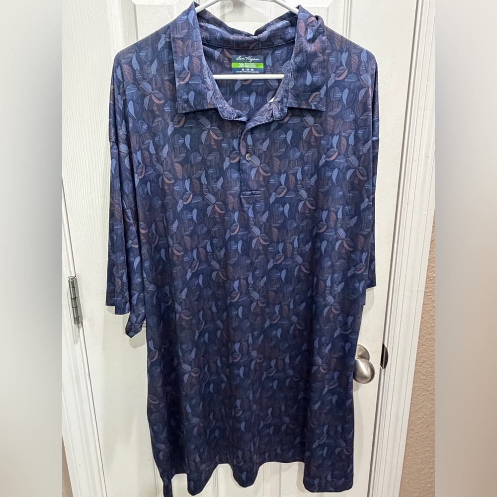 Hogan Navy Leaf Print Polo Shirt